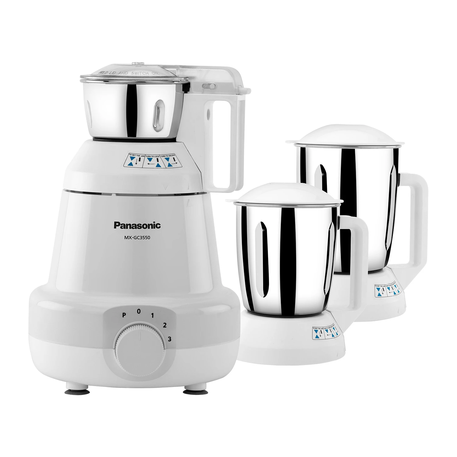 Panasonic MX-GC3550 900W 3-Jar Mixer Grinder (White)