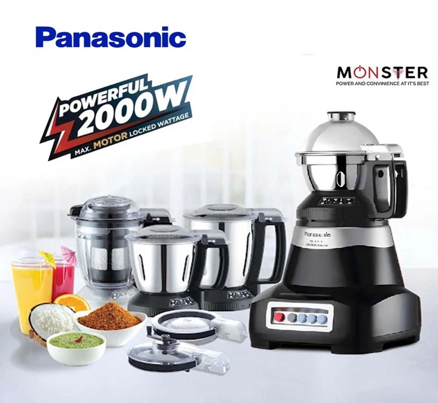 Panasonic MX-AE475(Black) Monster 4-Jar Super Mixer Grinder-23000RPM